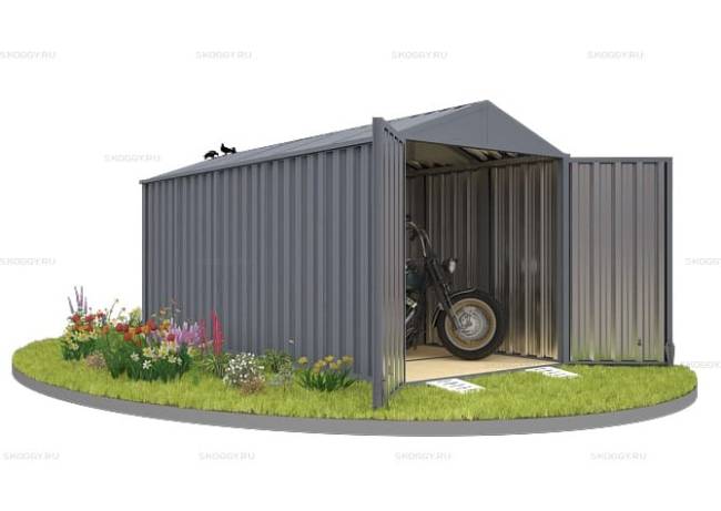 Хозблок SKOGGY секционный с двускатной крышей 5 х 2 м, брутальный серый Хозблок SKOGGY секционный с двускатной крышей 5 х 2 м, брутальный серый