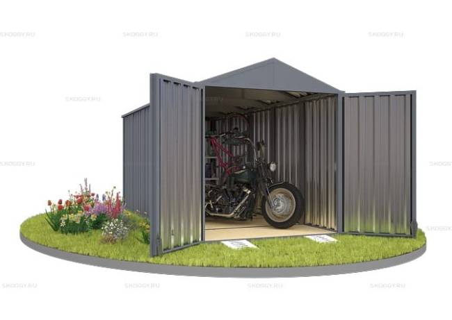 Хозблок SKOGGY секционный с двускатной крышей 5 х 2 м, брутальный серый Хозблок SKOGGY секционный с двускатной крышей 5 х 2 м, брутальный серый
