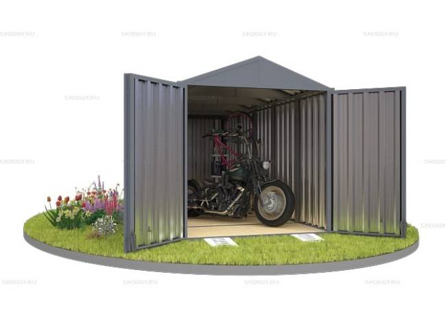 Хозблок SKOGGY секционный с двускатной крышей 5 х 2 м, брутальный серый Хозблок SKOGGY секционный с двускатной крышей 5 х 2 м, брутальный серый