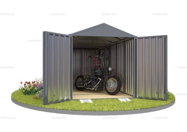 Хозблок SKOGGY секционный с двускатной крышей 5 х 2 м, брутальный серый Хозблок SKOGGY секционный с двускатной крышей 5 х 2 м, брутальный серый