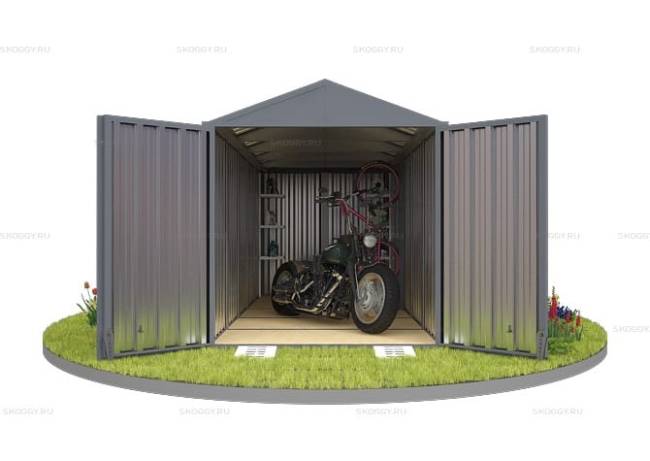 Хозблок SKOGGY секционный с двускатной крышей 5 х 2 м, брутальный серый Хозблок SKOGGY секционный с двускатной крышей 5 х 2 м, брутальный серый